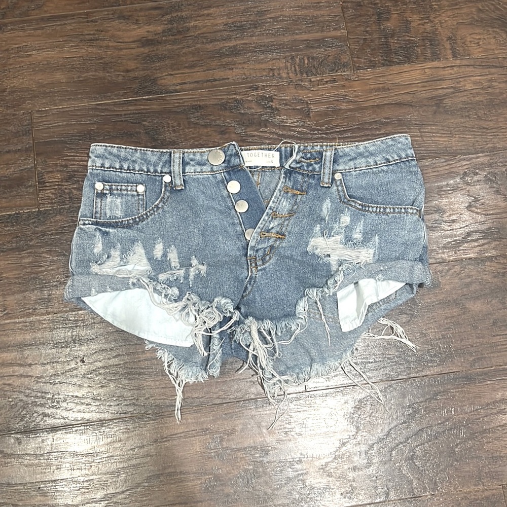 Distressed, Frayed Jean Shorts